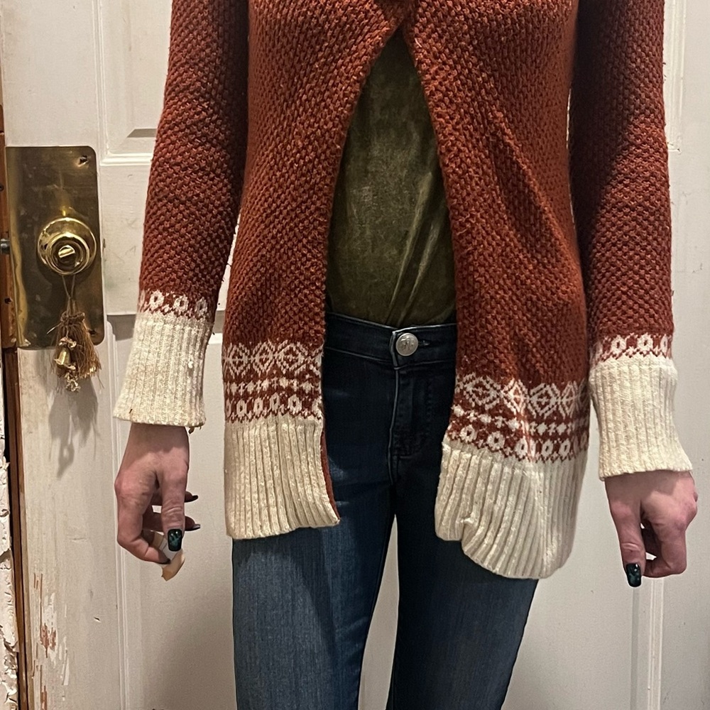 Vintage boho cozy hooded sweater